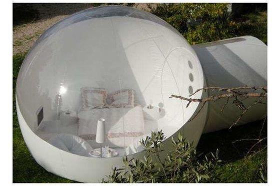 सफेद पीवीसी स्पष्ट inflatable तम्बू अग्निरोधक जलरोधक सुरक्षित होटल के लिए inflatable बुलबुला शिविर तम्बू