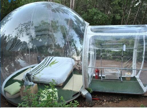 बाहरी एकल सुरंग inflatable बुलबुला तम्बू, 3.8M * 2.6M पारदर्शी बुलबुला तम्बू