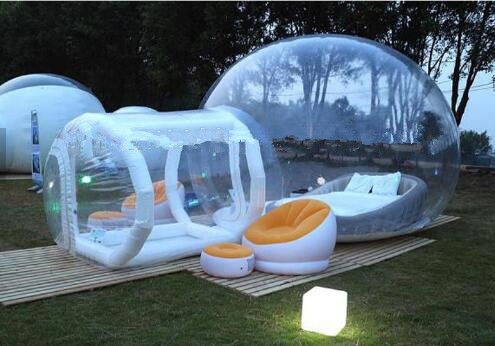 स्पष्ट inflatable बुलबुला तम्बू inflatable डबल सिलाई स्पष्ट शिविर तम्बू inflatable पार्टी तम्बू
