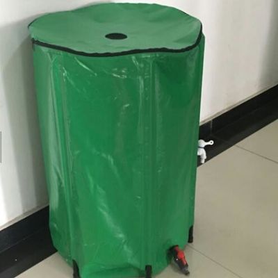 ग्रीनहाउस पीवीसी उद्यान बारिश बैरल, तह प्लास्टिक पानी बैरल 150L पोर्टेबल पानी टैंक