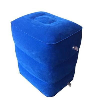 नीली पोर्टेबल inflatable footrest तकिया पीवीसी और Flocking पैर कुशन
