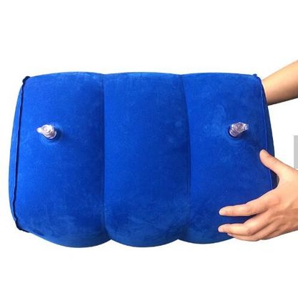 नीली पोर्टेबल inflatable footrest तकिया पीवीसी और Flocking पैर कुशन