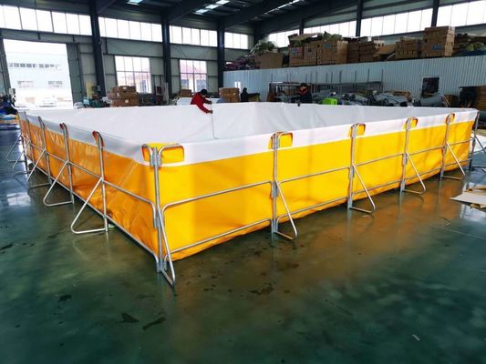 स्क्वायर फ्लेक्सिबल मेटल फ्रेम 1050gsm 25000L टारपौलीन फिश टैंक फोल्डेबल फिश टैंक