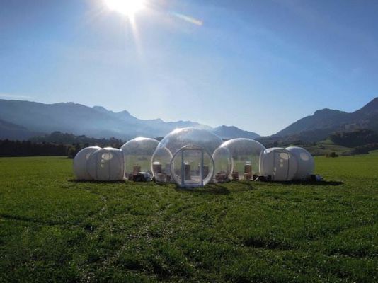 डोम हाउस इग्लू पारदर्शी inflatable चार भागों के साथ तम्बू बाथरूम, लिविंग रूम, बेडरूम और मार्ग