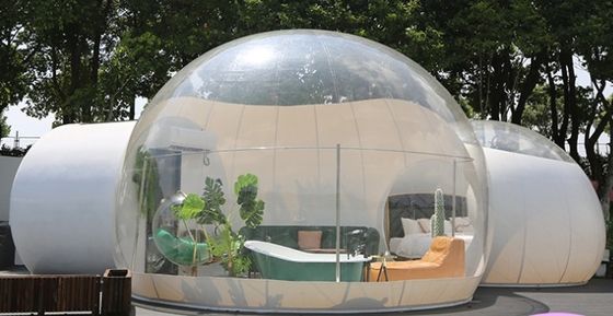 डोम हाउस इग्लू पारदर्शी inflatable चार भागों के साथ तम्बू बाथरूम, लिविंग रूम, बेडरूम और मार्ग