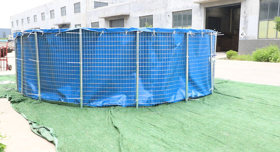 40000L 0.9 मिमी पीवीसी टारपौलीन मछली तालाब स्टील जाल के साथ 6Mx1.4M तह मछली टैंक